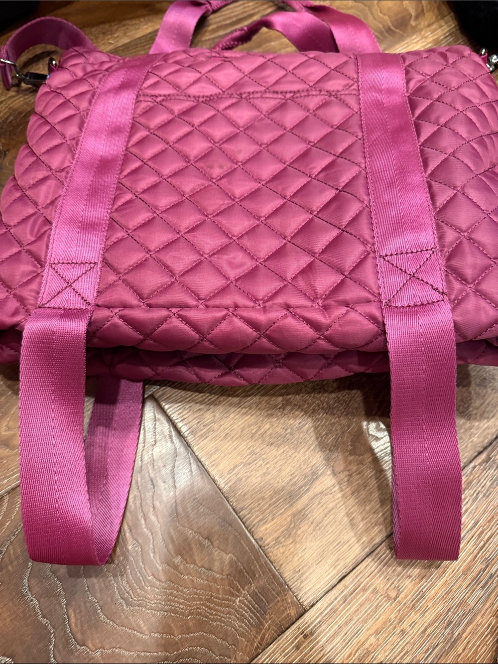 Apana Quilted Raspberry Tote with Adjustable Strap - Picture 5 of 12